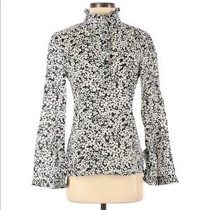 Tory Burch Black / White Daisy Floral Blouse 4
